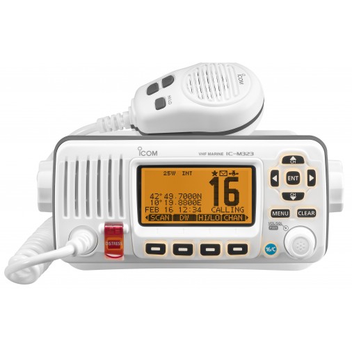 IC-M323G - VHF fixe étanche avec GPS et ASN classse D, 25W, 70 canaux, fonction "aquaQuake"   
  Disponible en blanc ou en noir. - IC-M323