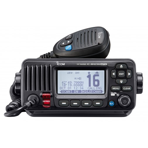 IC-M4323G - VHF fixe étanche avec GPS et ASN classse D, 25W, 70 canaux, multi-fonctions.   
  Disponible en blanc ou en noir. - IC-4323G